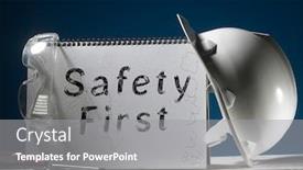  Presentation with safety first - PPT theme consisting of safety-first-concept-white-hard background and a gray colored foreground