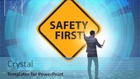  Presentation with safety first - PPT theme enhanced with safety-first-concept-with-businessman background and a light blue colored foreground