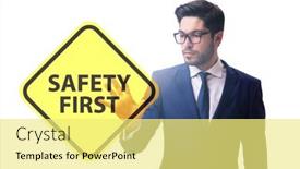  Presentation with safety first - Theme having safety-first-concept-with-businessman background and a blonde colored foreground
