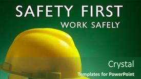  Presentation with safety first - Audience pleasing PPT layouts consisting of safety-first-concept-yellow-hard backdrop and a ocean colored foreground