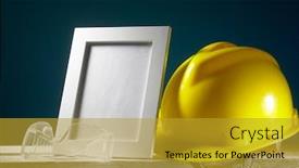  Presentation with safety first - Cool new PPT theme with safety-first-concept-yellow-hard backdrop and a gold colored foreground