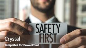  Presentation with safety first - Slide set with safety first background and a tawny brown colored foreground