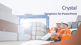  Presentation with health care team building - Slide deck consisting of safety food service - successful engineer team working background and a sky blue colored foreground