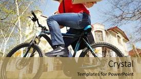  Presentation with pizza - Amazing PPT layouts having safety food service - young handsome man delivering pizza backdrop and a  colored foreground