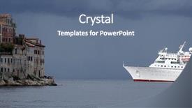  Presentation with rovinj on adriatic sea - PPT theme featuring safety frrry - cruiser in front of rovinj background and a ocean colored foreground