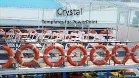  Presentation with ship - Beautiful slide set featuring safety frrry - lifebuoys on upper deck backdrop and a  colored foreground