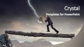  Presentation with umbrella - Slide set enhanced with safety gap - businessman with black umbrella mixed background and a  colored foreground