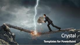  Presentation with umbrella - Slides consisting of safety gap - businessman with black umbrella mixed background and a  colored foreground