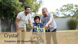  Presentation with grandfather - Slide deck featuring safety gap - father and grandfather assisting boy background and a coral colored foreground