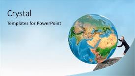  Presentation with nasa - Colorful presentation theme enhanced with safety gap - young businesswoman pushing earth planet backdrop and a  colored foreground