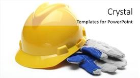  Presentation with gear - PPT theme consisting of safety gear kit close up background and a white colored foreground