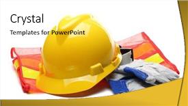  Presentation with gear - Slide set featuring safety gear kit close up background and a blonde colored foreground