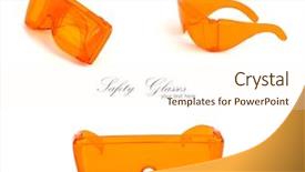  Presentation with personal protective equipment safety glasses - Cool new PPT theme with safety glasses isolated on white backdrop and a cream colored foreground