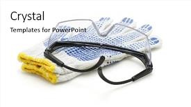  Presentation with cotton - Presentation theme consisting of safety goggles and cotton gloves background and a white colored foreground