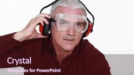  Presentation with safety templete - Cool new PPT theme with safety goggles and ear defenders backdrop and a  colored foreground