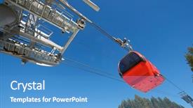 Presentation with resort - Audience pleasing slides consisting of safety gondolas - cable car at a ski backdrop and a teal colored foreground