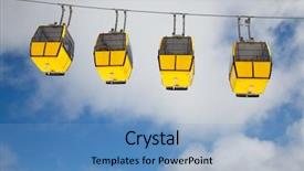  Presentation with cable - Presentation theme enhanced with safety gondolas - row of cable cars background and a light blue colored foreground