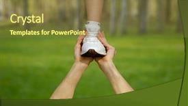  Presentation with strong - Colorful slide deck enhanced with safety green - two strong male hands holding backdrop and a tawny brown colored foreground