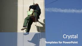  Presentation with worker safety - Cool new slide deck with safety harness - construction worker backdrop and a teal colored foreground