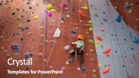  Presentation with rock climbing - Cool new presentation with safety harness - determined boy practicing rock climbing backdrop and a tawny brown colored foreground