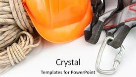  Presentation with climbing - Presentation design with safety harness - new climbing equipment background and a sky blue colored foreground