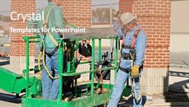  Presentation with safety - Slides featuring safety harness - welder pointing up background and a coral colored foreground