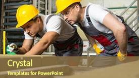  Presentation with quality control - Presentation design featuring safety hats performing quality background and a tawny brown colored foreground