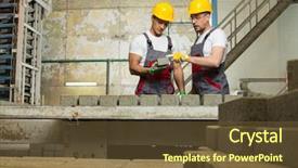  Presentation with foreman - Presentation design with safety hats performing quality background and a tawny brown colored foreground