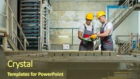  Presentation with worker safety - Presentation design having safety hats performing quality background and a tawny brown colored foreground