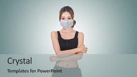  Presentation with air safety - Colorful presentation design enhanced with safety health environmental - asian woman with mask backdrop and a light gray colored foreground