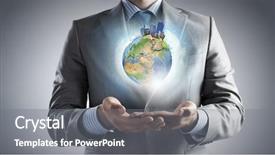  Presentation with environmental health - Audience pleasing PPT layouts consisting of safety health environmental - businessman hands holding earth planet backdrop and a gray colored foreground