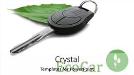  Presentation with eco green car - Presentation theme with safety health environmental - car key with green leaf background and a white colored foreground