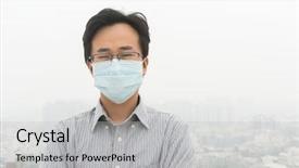  Presentation with air safety - Theme featuring safety health environmental - concept of air pollution background and a light gray colored foreground
