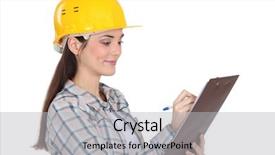  Presentation with environmental health - Amazing PPT theme having safety health environmental - construction worker with a clipboard backdrop and a light gray colored foreground