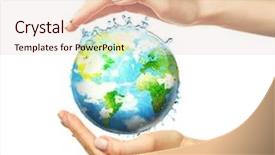  Presentation with cutout paper people standing around globe holding hands - Beautiful presentation design featuring safety health environmental - female hands holding globe isolated backdrop and a lemonade colored foreground