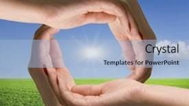  Presentation with safety health environmental - Colorful slides enhanced with safety health environmental - female hands on a background backdrop and a light blue colored foreground