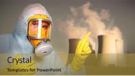  Presentation with air safety - Amazing slide deck having safety health environmental - man in protective suit backdrop and a gold colored foreground