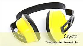  Presentation with grain in ear - Audience pleasing PPT theme consisting of safety health environmental - protective ear muffs backdrop and a blonde colored foreground