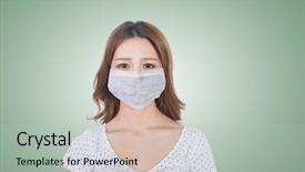  Presentation with environmental health - Amazing presentation theme having safety health environmental - woman in mask closeup portrait backdrop and a light gray colored foreground