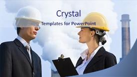  Presentation with working together - PPT theme enhanced with safety health environmental - young male and female managers background and a sky blue colored foreground