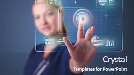  Presentation with safety - Amazing presentation design having safety healthcare - young nurse standing and pressing backdrop and a ocean colored foreground