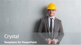  Presentation with architect - Cool new presentation with safety helmet - young redhead man wearing architect backdrop and a gray colored foreground