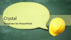  Presentation with electrical safety system - Theme enhanced with safety helmet and speech bubble background and a blonde colored foreground