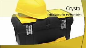  Presentation with safety - Theme having safety helmet gloves and toolbox background and a yellow colored foreground