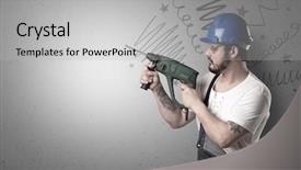  Presentation with handyman - Amazing presentation having safety improvements - handyman with tool in his backdrop and a light gray colored foreground