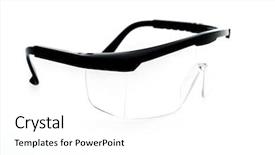  Presentation with safety work - Colorful slide set enhanced with safety improvements - plastic protective work glasses backdrop and a white colored foreground