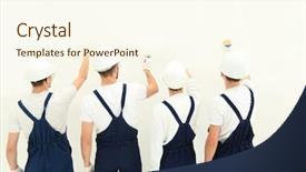  Presentation with safety construction - Theme enhanced with safety improvements - rear view construction workers paint background and a  colored foreground