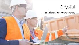  Presentation with farewell for colleague - Amazing PPT theme having safety industry - supervisor showing something to colleague backdrop and a white colored foreground