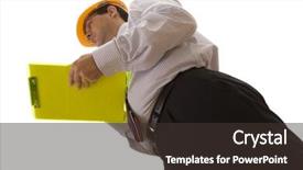  Presentation with inspection - Beautiful PPT theme featuring safety inspections - businessman engineer making an inspection backdrop and a  colored foreground