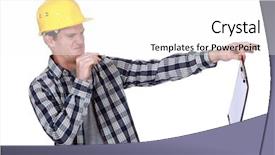  Presentation with construction - Beautiful presentation featuring safety inspections - construction worker holding a distasteful backdrop and a white colored foreground